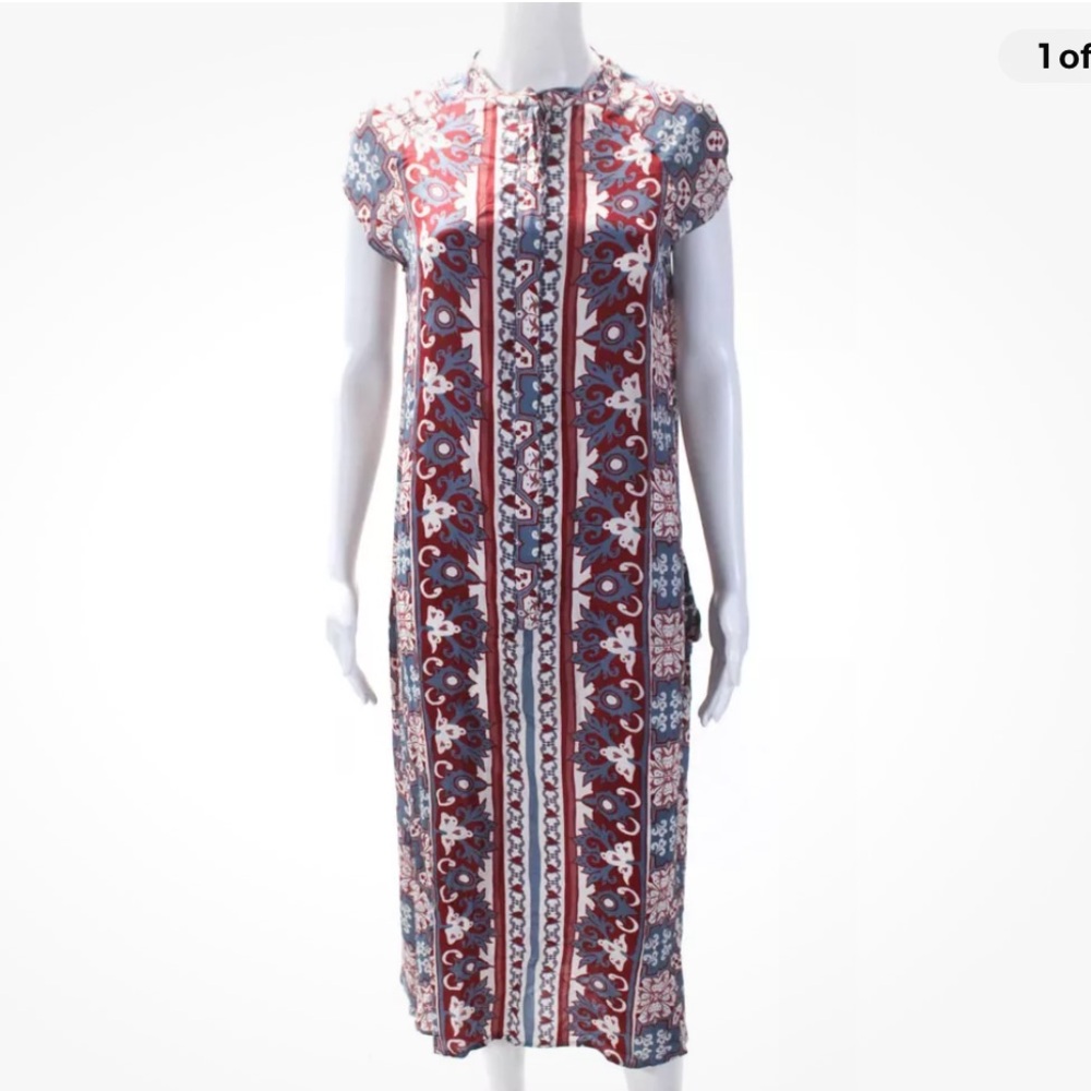 Carolina K Women's Round Neck Cap Sleeves Slit Hem Floral Maxi Dress Size XS